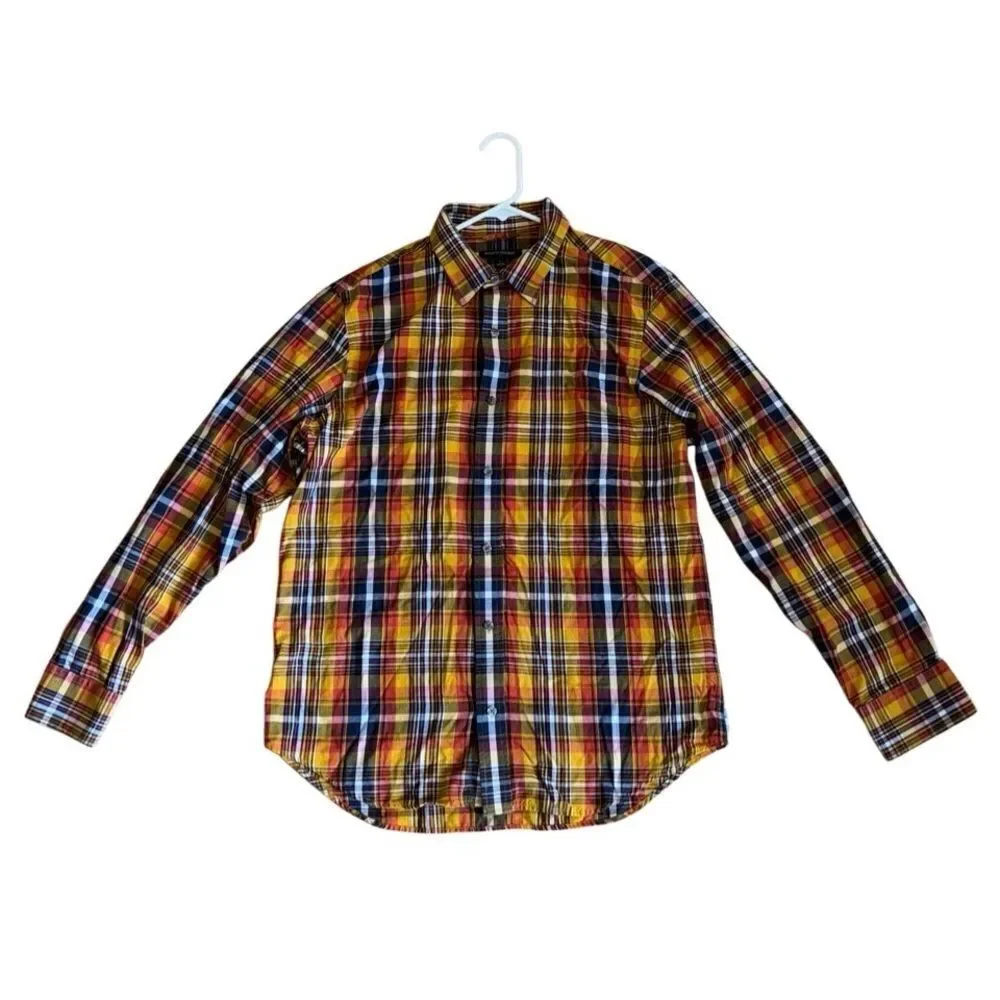 Banana Republic Men's Classic Cotton Multi Plaid Button Down Shirt Size Large